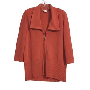 Exclusively Misook | Pink Ribbed Full Zipper Cardigan Sweater (Size Small)